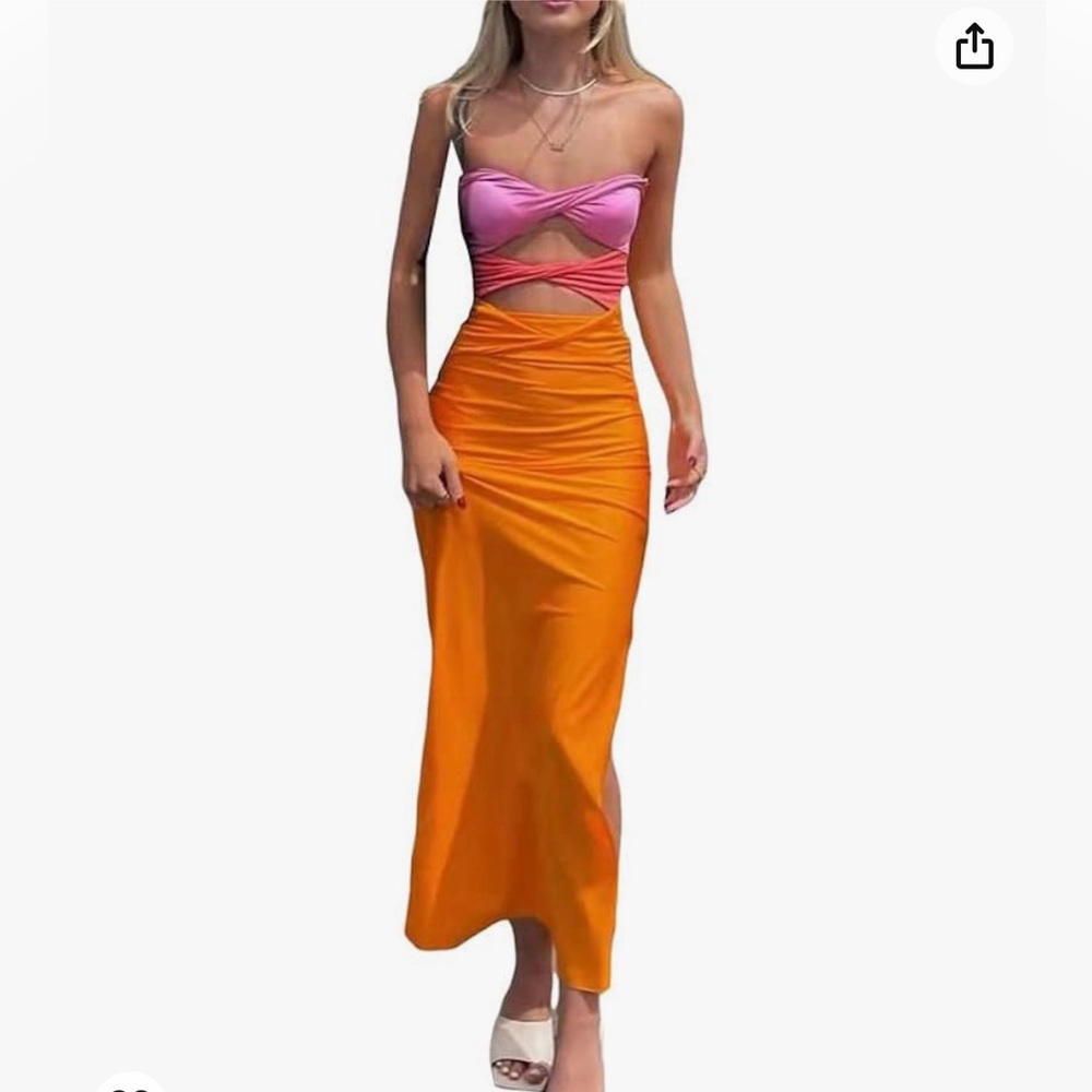 Women Sexy Strapless Long Dress Y2k Sleeveless Backless Slim Fit Dress small